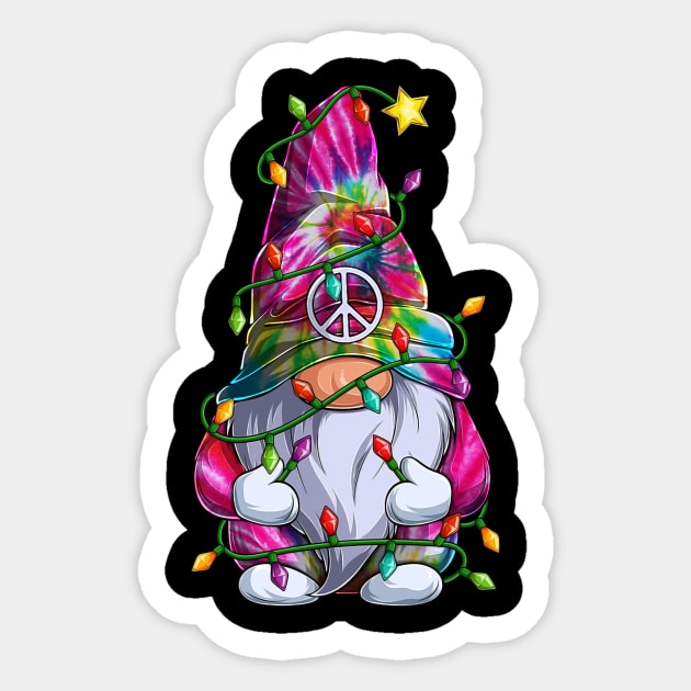 Cute Tie Dye Gnome Christmas Lights Xmas Gnome Lover Sticker by Magazine